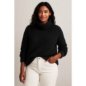 Bobeau Women’s M Black Hi-Low Popcorn Knit Cowl Neck Long Sleeve Sweater